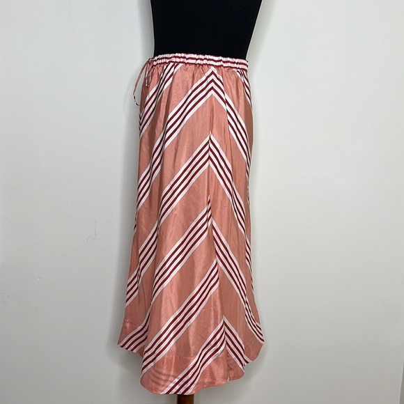 ELIZABETH & JAMES Stripe Blush Silk Skirt XS - Picture 3 of 9